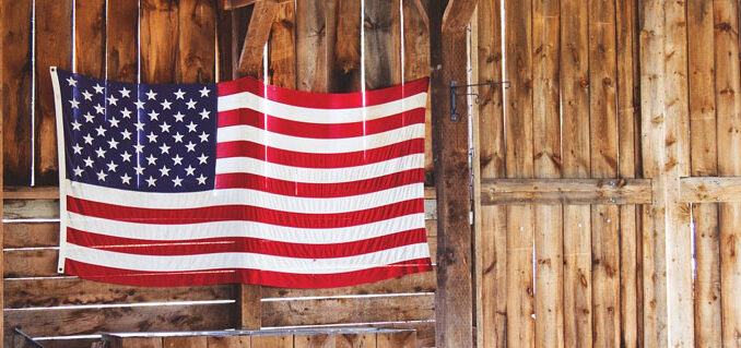 American Flag in barn