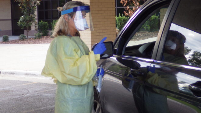 Drive-up testing is continuing at Columbus Regional Health Center by appointment.