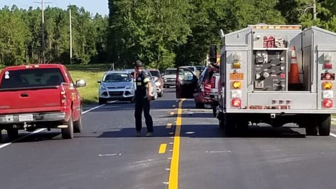 A two-vehicle crash on N.C. 130 has delayed traffic near Brunswick.