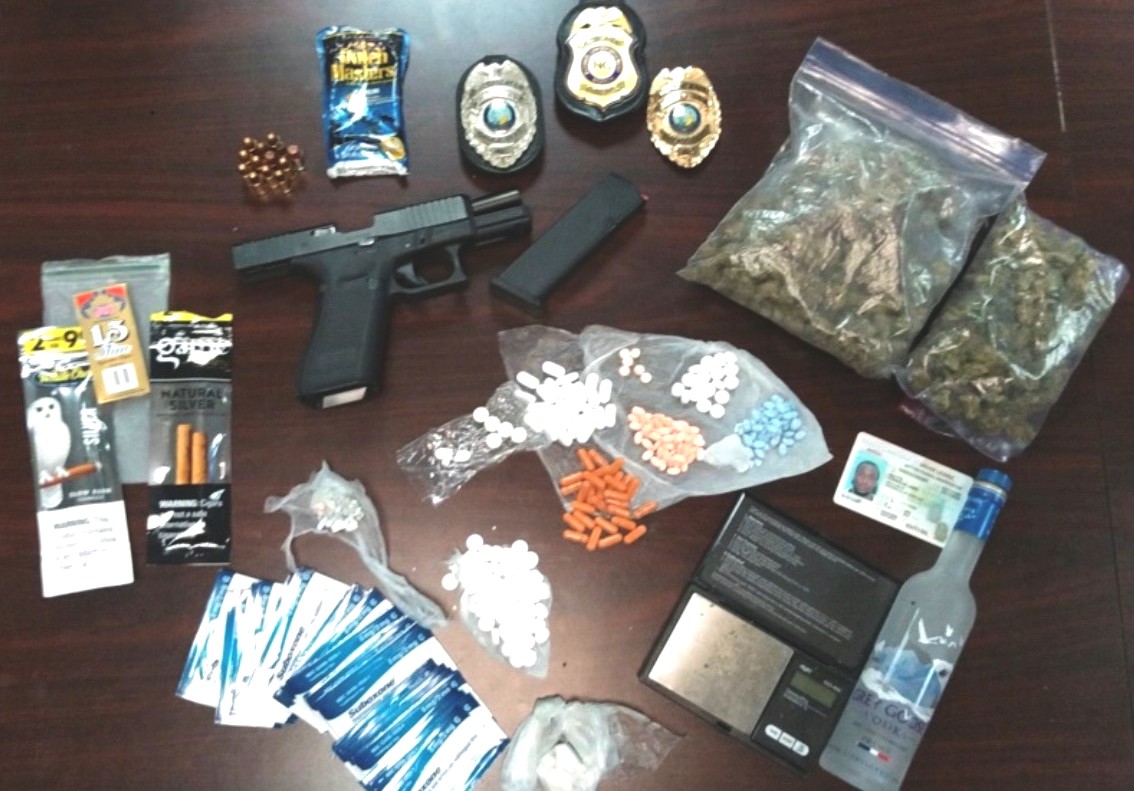 Drugs, paraphernalia nd this stolen Glock 45 were seized during an arrest Thursday in Whiteville.