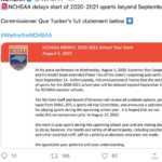 Que Tucker announced this morning that sports are on hold for the foreseeable future due to COVID-19.