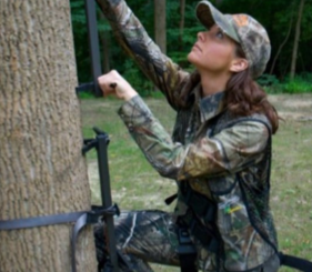 Tree stands are an excellent way to get the drop on big game, but some basic safety precautions are required to keep your hunt safe. (Courtesy National Tree Stand Assoc.)