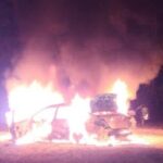 The owner of this vehicle was taken into custody after he allegedly set fire to the vehicle Monday at Lake Waccamaw. (Courtesy of LWPD)