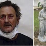 Frank Phillips and one of the statues he is alleged to have stolen. (courtesy CCSO)