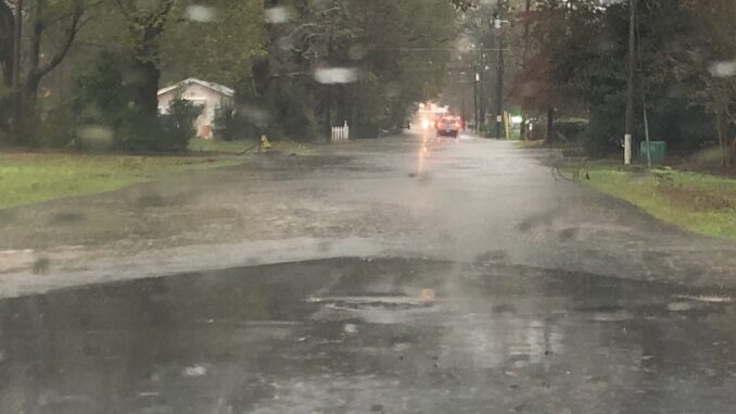 Spotty flooding is being reported across the county. Some of the more problematic residential streets in Chadbourn have more than a foot of water standing.