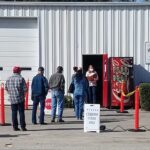 Hallsboro saw lines stretching to the other end of the fire station at times Tuesday morning. (Jefferson Weaver photo)