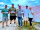 Left to right: Third place winners Dalton Pridgen and Hugh Smith (who took home the prize for Biggest Bass, at 6.1lbs); first place winner John Norris with a bundle weighing 20.4 lbs; and second place winners Tom Elliott and Lindsey Musselwhite.