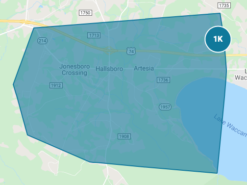 Power outage in Hallsboro/Lake Waccamaw area, from Duke Energy.
