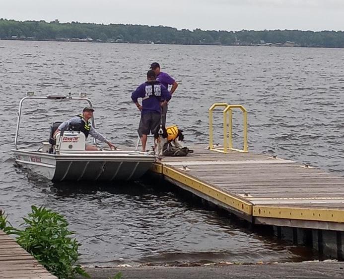 Search teams from three counties, along with a Highway Patrol helicopter and volunteers, scoured the southern end of the lake looking for the victim.