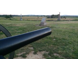 View of the field of Pickett's charge, with the Armisted marker.