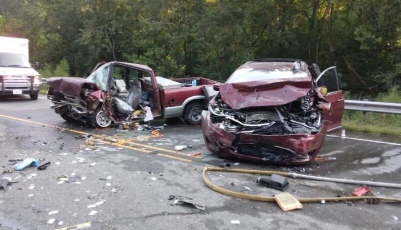 Three people were injured after this crash Tuesday.