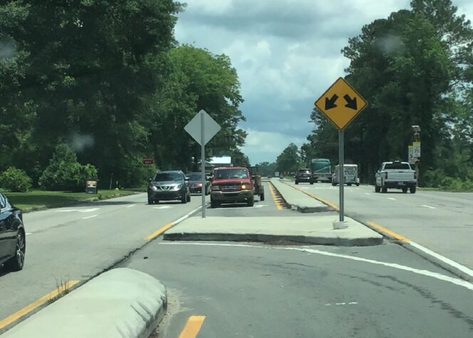 Two left turns onto the former Acme-Delco middle school property have been closed due to traffic hazards. (DOT photo)