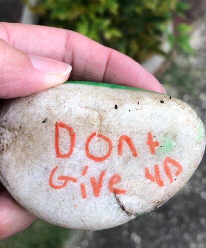 Kindness Roacks with inspirational messages are turning up in Whiteville and elsewhere. (Angela Norris photo)