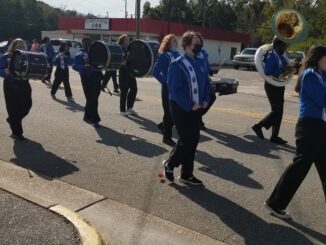 The WHS band led off the homecoming parade through downtown.