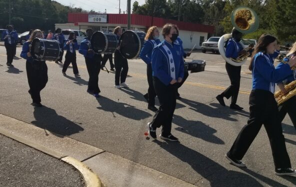 The WHS band led off the homecoming parade through downtown.