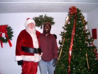 The Real Whiteville Santa with another Whiteville fixture, Jimmy Kirk.