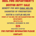 Boston Butt Sale Fundraiser at Elizabethtown and Tarheel Fire Departments for Emma Melvin