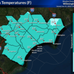 This National Weather Service graphic shows continued temperatures at and below the freezing mark throughout today. (NWS)