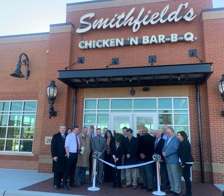 People in front of a store