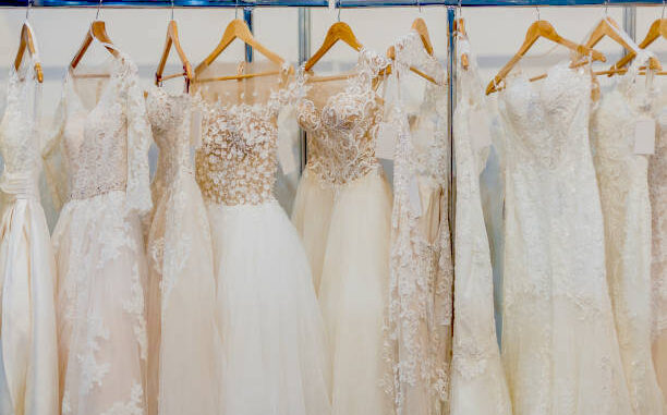 Many beautiful wedding dresses will be available at the sale.