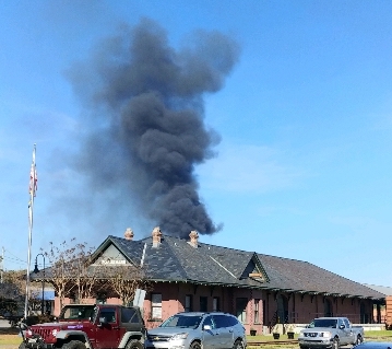 Smoke from the HERR fire was visible across Whiteville and the area Monday. (Contributed)