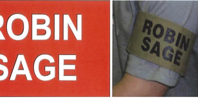 Vehicle placard and armband used in Robin Sage exercise (submitted photo)