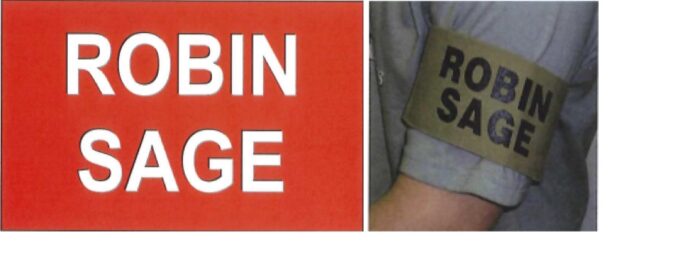 Vehicle placard and armband used in Robin Sage exercise (submitted photo)