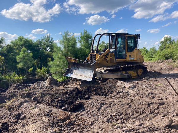 Tractor plow on forest fire