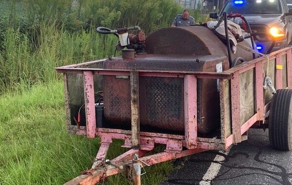 Allen Robinson allegedly used this homemade trailer to steal fuel in the Riegelwood area (CCSO photo)