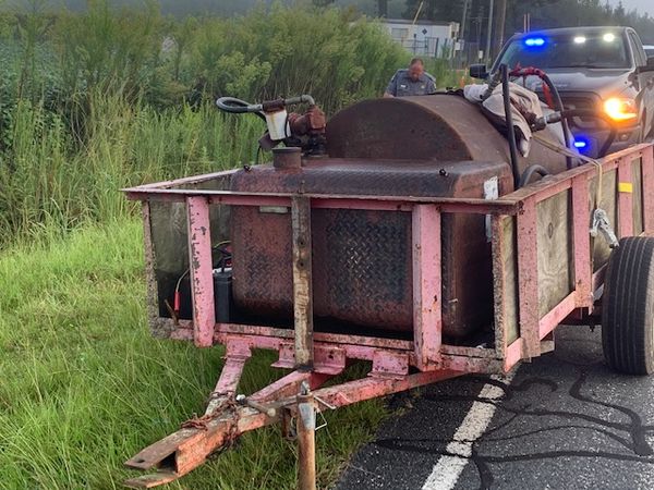 Allen Robinson allegedly used this homemade trailer to steal fuel in the Riegelwood area (CCSO photo)