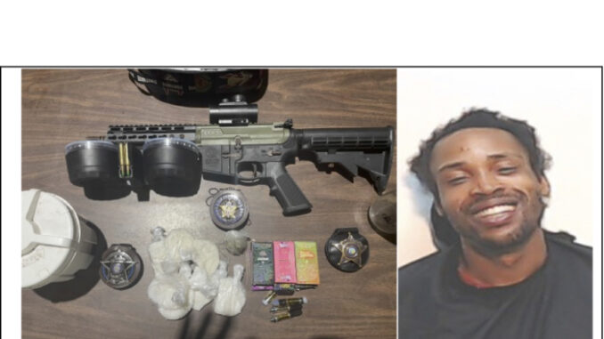 Banks Batten (right) and some of the evidence seized during the raid. (CCSO photo)