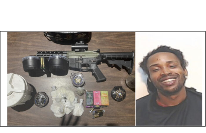 Banks Batten (right) and some of the evidence seized during the raid. (CCSO photo)
