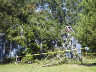 This home on Lee Street in Whiteville was demolished and five people trapped inside after Ian's winds pushed a hundred-year-old pecan tree over.