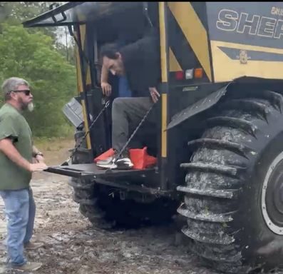 Snyder is assisted from the SHERP vehicle after being found in a densely wooded area. (BCSO photo)