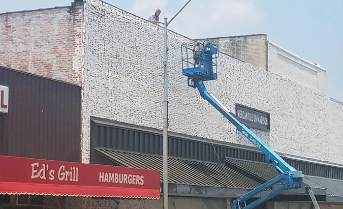 Workers at the LEder Building.