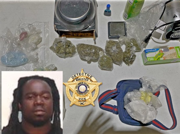 Curtis Moore was arrested carrying $60,000 in illegal narcotics.