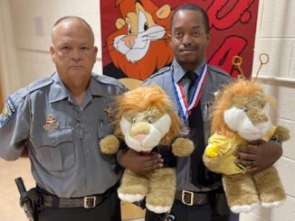 DARE Deputy Dwayne Barnes, Deputy Ricky Lewis and Daren, the DARE mascot presented to all graduates. (CCSO photo)