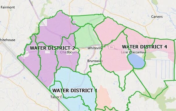 Map of county water districts (Columbus County Government map)