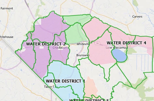 Map of county water districts (Columbus County Government map)