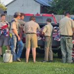Members of two local scout troops helped with Friday's flag retirement ceremony. (Angela Norris photo)
