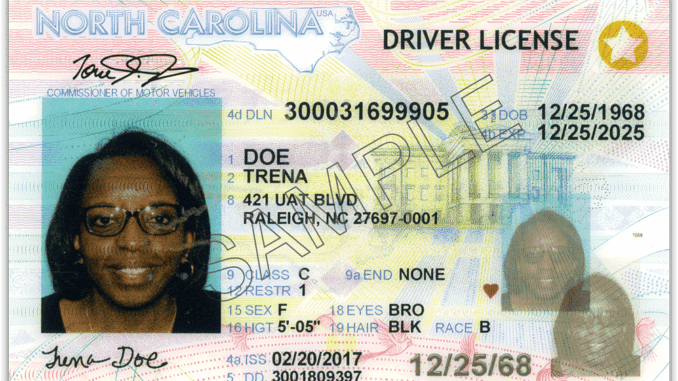 REAL ID sample with Gold Star