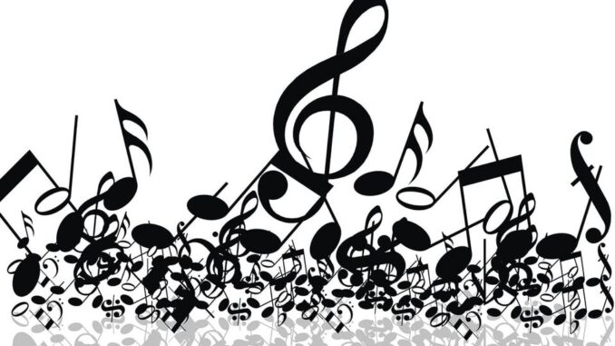 music notes black on white