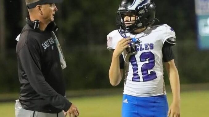 EBHS Coach Robby Priest and his son, quarterback Rhyne Priest.