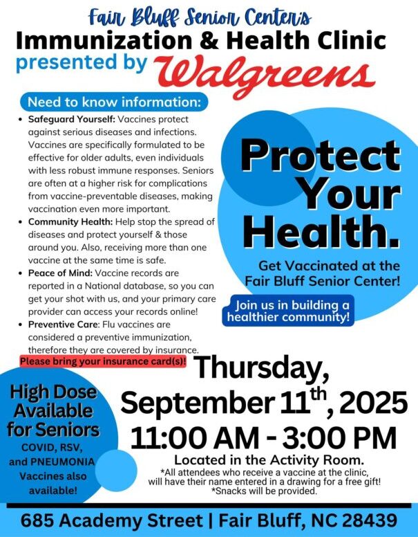 fair bluff senior center immunization health clinic