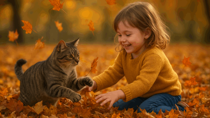 fall cat and kid 2025
