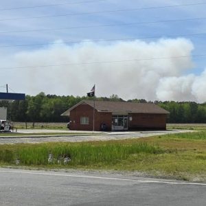 The smoke plume from the Rosindale fire as seen from council. (Photo courtesy of Steve Kwiatkowski)