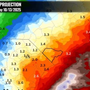 Rainfall forecast from Saturday. Even more rain than was anticipated from the coastal storm has fallen in Columbus County since Saturday. 