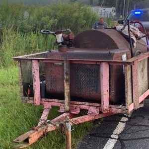 Allen Robinson allegedly used this homemade trailer to steal fuel in the Riegelwood area (CCSO photo)