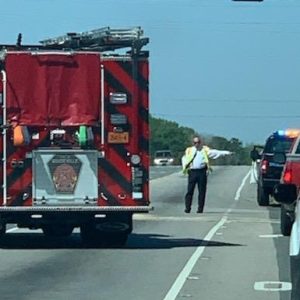 WFD Chief David Yergeau directs traffic at the wreck on J.K. Powell Boulevard and Hay Street. (Ben Proctor photo)