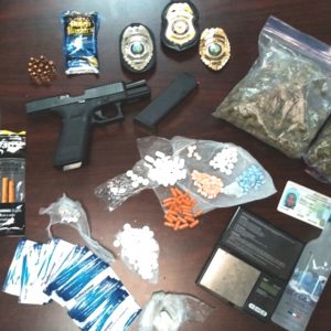 Drugs, paraphernalia nd this stolen Glock 45 were seized during an arrest Thursday in Whiteville.